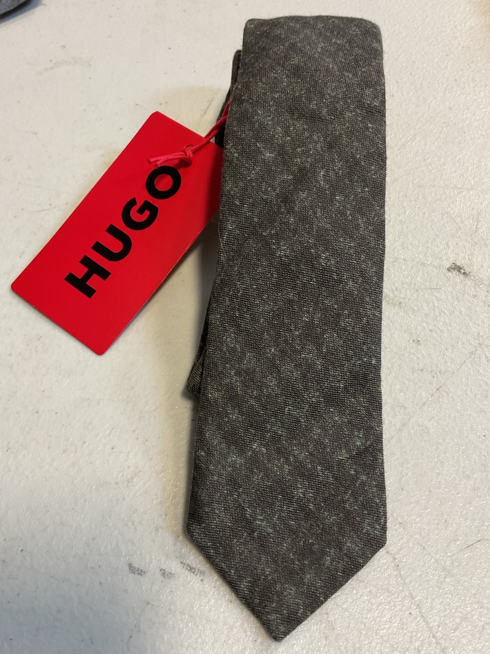 HUGO Green Textured Pattern Men's Tie